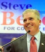 Photo credit: Newsday / Thomas A. Ferrara | Steve Bellone speaks to supporters. (Nov. 8, 2011)